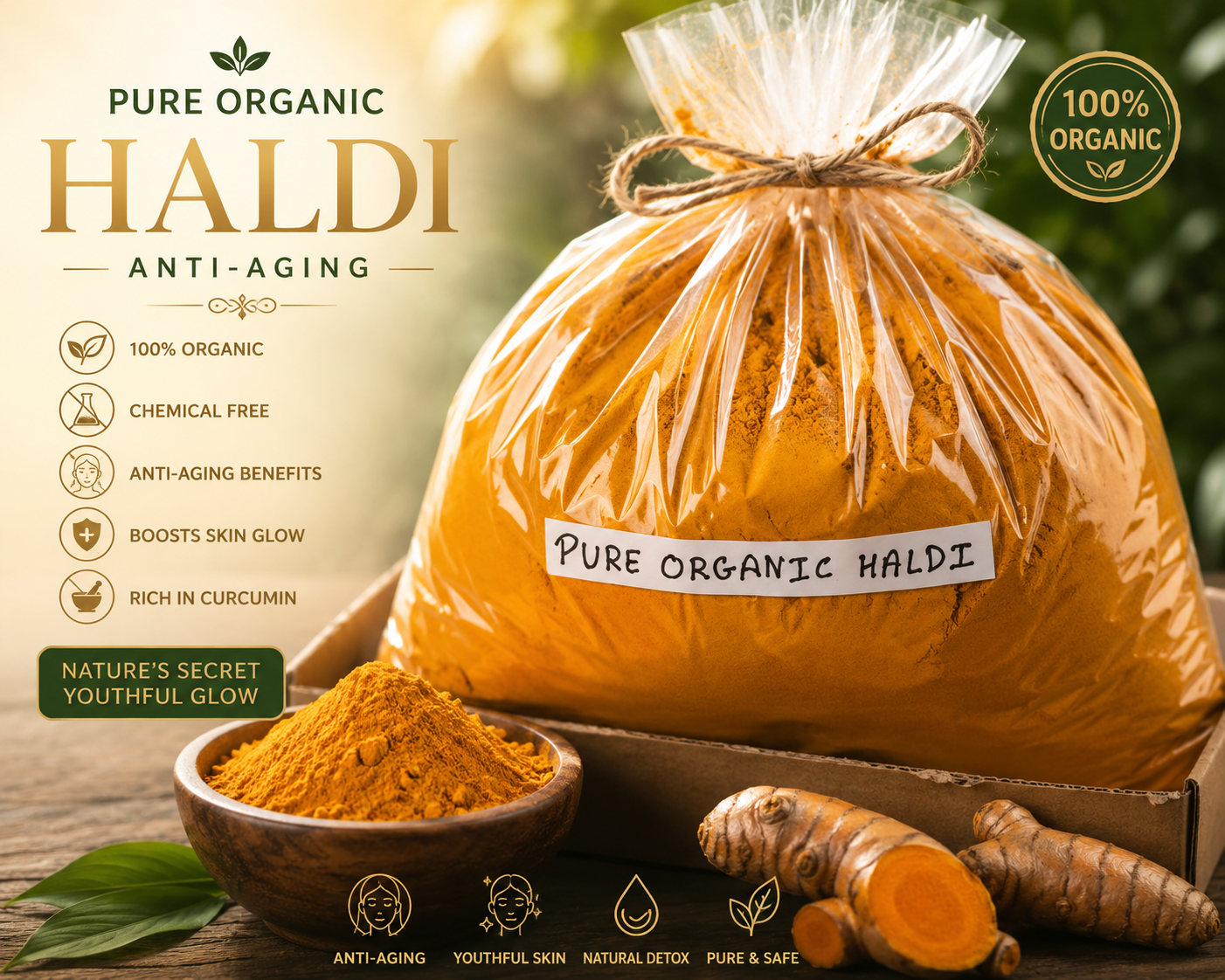Pure Organic Haldi (Turmeric) with Ayurvedic Benefits